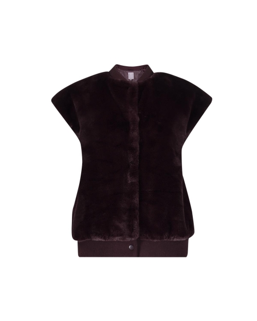 Geisha Gilet fur with rib 480 burgundy