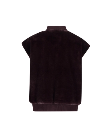 Geisha Gilet fur with rib 480 burgundy