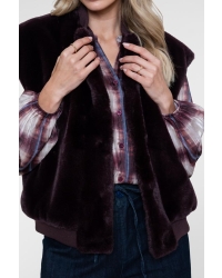 Geisha Gilet fur with rib 480 burgundy