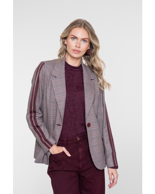 Geisha Blazer check + tape 480 burgundy/green
