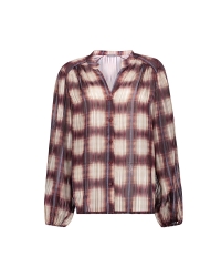 Geisha Blouse check lurex 10 off-white/port/blue