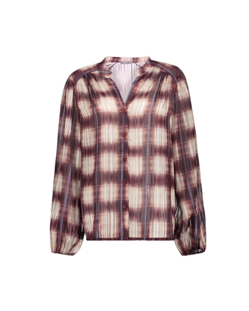 Geisha Blouse check lurex 10 off-white/port/blue