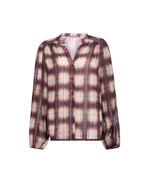 Geisha Blouse check lurex 10 off-white/port/blue