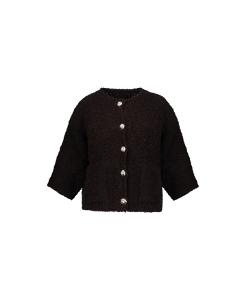 Geisha Vest boucle short sleeves 785 dark brown