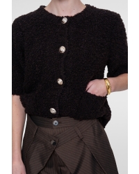 Geisha Vest boucle short sleeves 785 dark brown