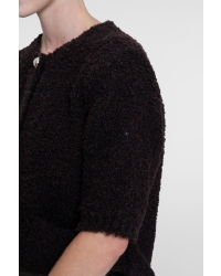 Geisha Vest boucle short sleeves 785 dark brown