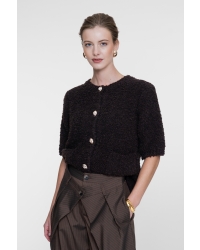 Geisha Vest boucle short sleeves 785 dark brown