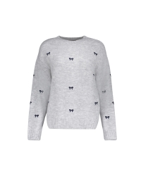 Geisha Pullover embro bowtie 925 grey/navy