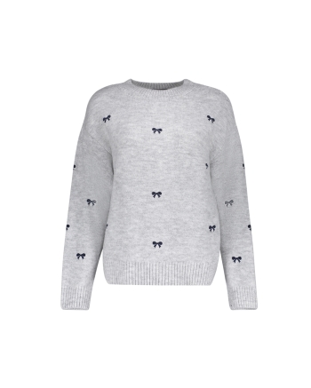 Geisha Pullover embro bowtie 925 grey/navy
