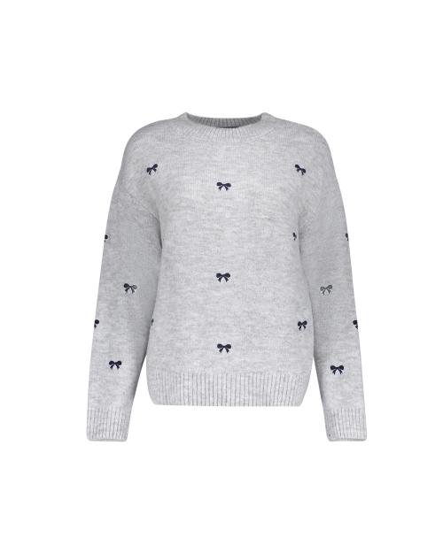 Geisha Pullover embro bowtie 925 grey/navy