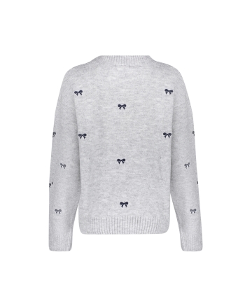 Geisha Pullover embro bowtie 925 grey/navy