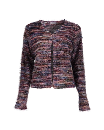 Geisha Vest stripes hairy 480 burgundy