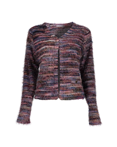 Geisha Vest stripes hairy 480 burgundy
