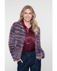 Geisha Vest stripes hairy 480 burgundy