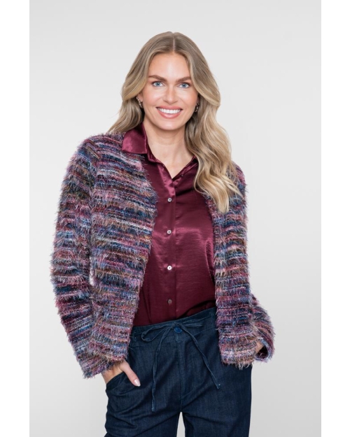 Geisha Vest stripes hairy 480 burgundy