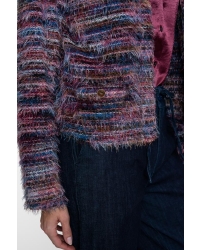 Geisha Vest stripes hairy 480 burgundy