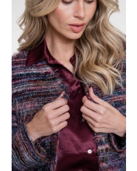 Geisha Vest stripes hairy 480 burgundy