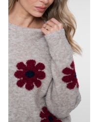 Geisha Pullover flowers 720 sand/burgundy/navy