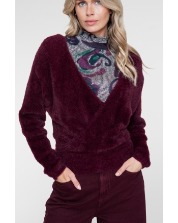 Geisha Cross over hairy top 480 burgundy