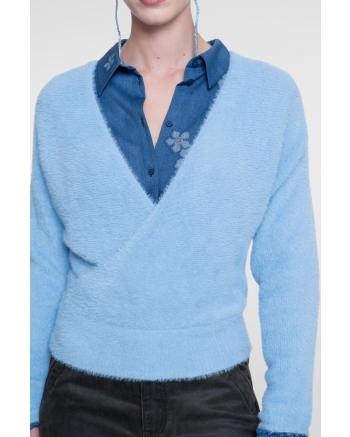 Geisha Cross over hairy top 625 blue