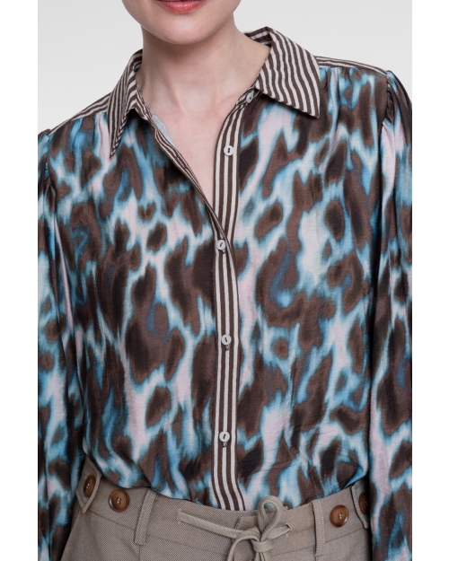 Geisha blouse 675 navy/brown