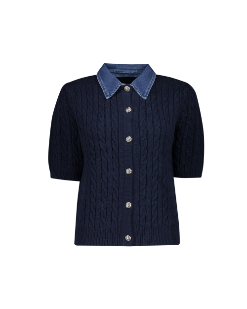 Geisha Cardigan + denim collar 675 navy/denim