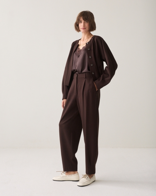 Summum Trousers Punto milano 754 Dark chocolate