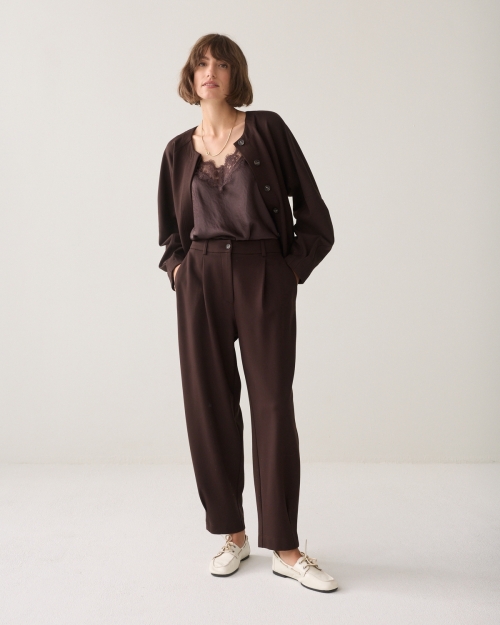 Summum Trousers Punto milano 754 Dark chocolate