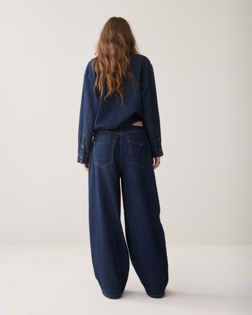 Summum Balloon shape leg Light Cotton twill 492 Night blue denim