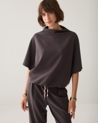 Summum Sleevles top Pinstripe scuba 754 Dark chocolate