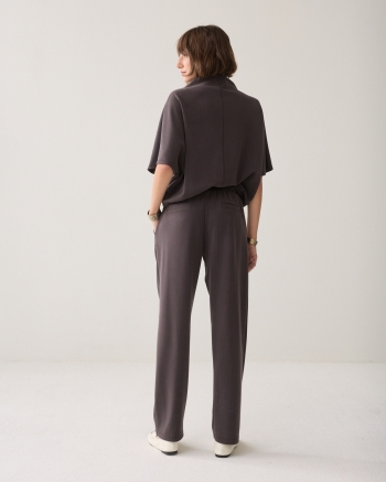 Summum Tapered pants Pinstripe scuba 754 Dark chocolate
