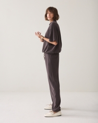 Summum Tapered pants Pinstripe scuba 754 Dark chocolate