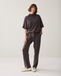 Summum Tapered pants Pinstripe scuba 754 Dark chocolate