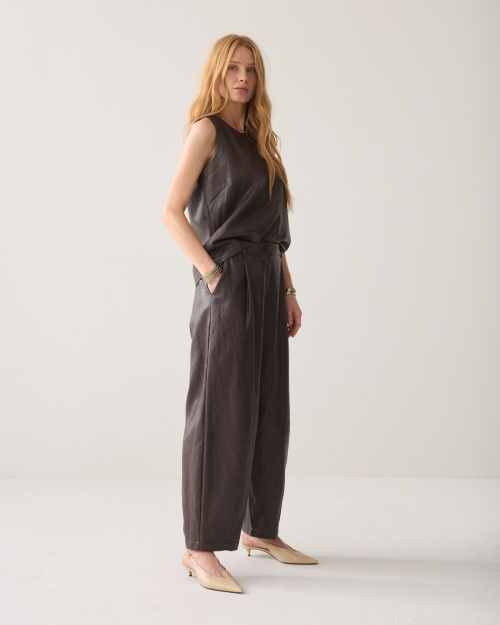 Summum Balloon trouser Soft faux leather 754 Dark chocolate