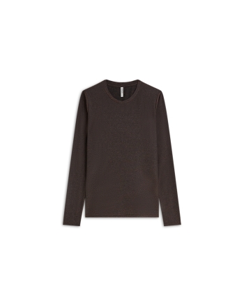 Summum Basic tee Soft lurex jersey 754 Dark chocolate
