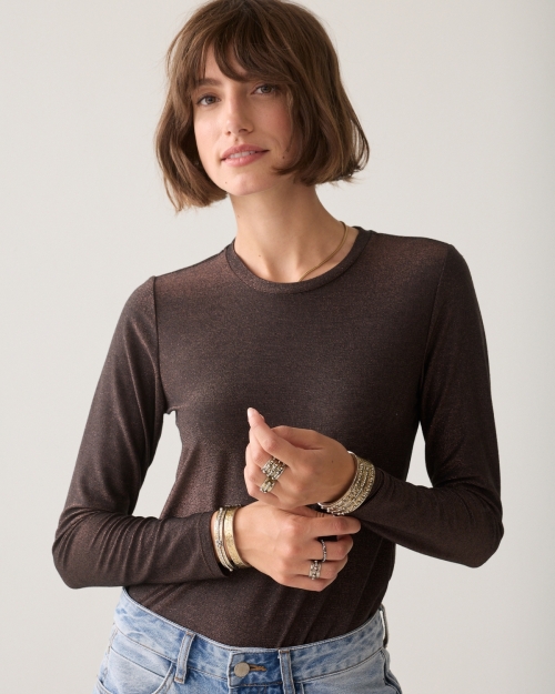 Summum Basic tee Soft lurex jersey 754 Dark chocolate
