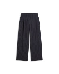 Summum Trousers wide leg Viscose blend stripe 495 Midnight blue