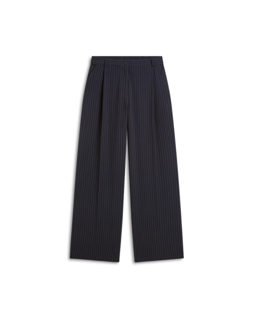 Summum Trousers wide leg Viscose blend stripe 495 Midnight blue