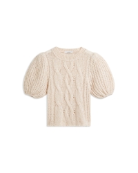 Summum Puff sleeve sweater Cozy cable knit 122 Ivory