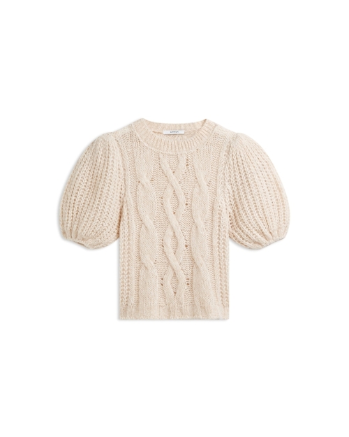 Summum Puff sleeve sweater Cozy cable knit 122 Ivory
