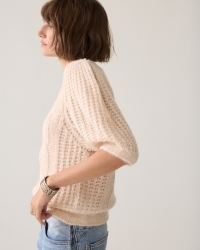 Summum Puff sleeve sweater Cozy cable knit 122 Ivory