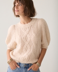 Summum Puff sleeve sweater Cozy cable knit 122 Ivory