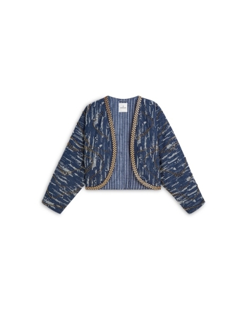 Summum Jacket Beaded denim stripe 490 Indigo