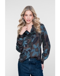 Geisha Blouse AOP 625 blue/brown/green