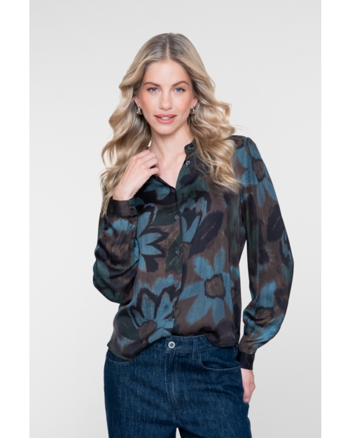 Geisha Blouse AOP 625 blue/brown/green