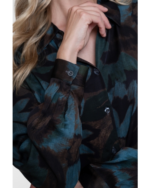 Geisha Blouse AOP 625 blue/brown/green