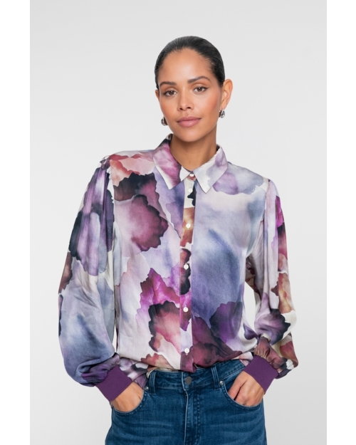 Geisha blouse 718 ecru/purple