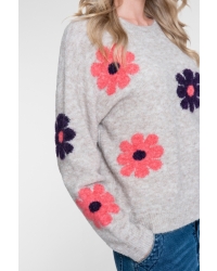 Geisha Pullover flowers 720 sand/pink/purple