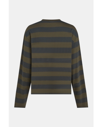 Penn & Ink Longsleeve stripe 655/82 tabac-antra