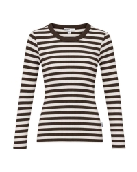 Penn&Ink Longsleeve stripe 655/05 tabac-ecru